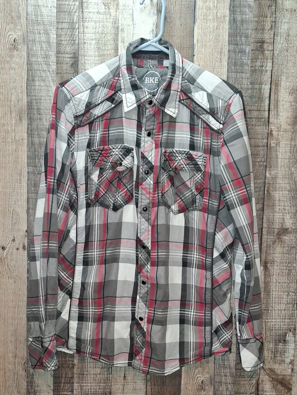 Men's BKE Plaid Button Up Shirt Size S Small Slim Fit The Buckle